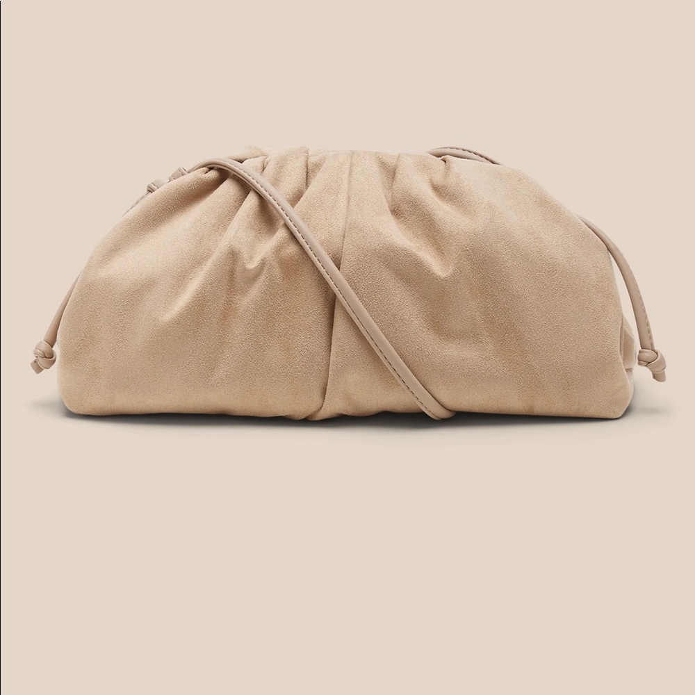 Vegan Suede clutch with metallic clasp closure